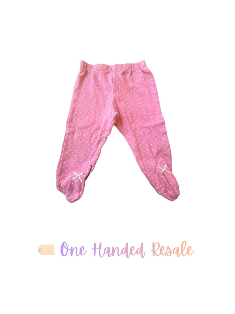 🛍️ Pink & White Kids Polka Dot Footed Baby Girls Pants Soft Stretchy Comfy 6M